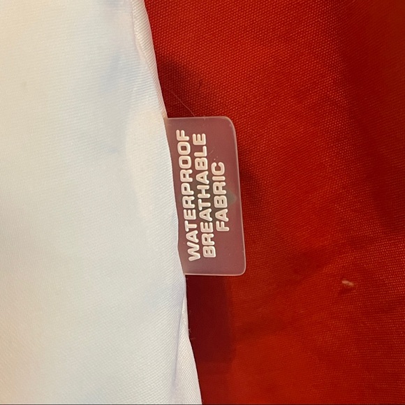 Columbia White w/Orange Coral Waterproof Breathable Jacket w/ hidden hood Size L - Picture 9 of 12